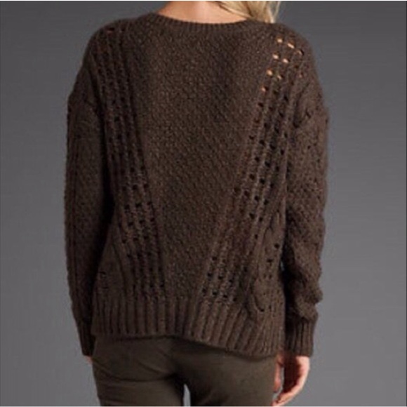 VINCE XS Cable Knit Wool Chunky Brown sweater - Picture 2 of 7